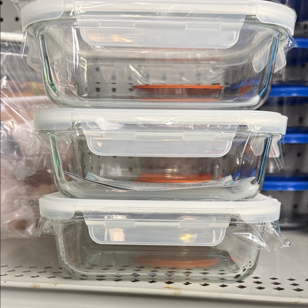 Glass Food Storage Containers with White Lids